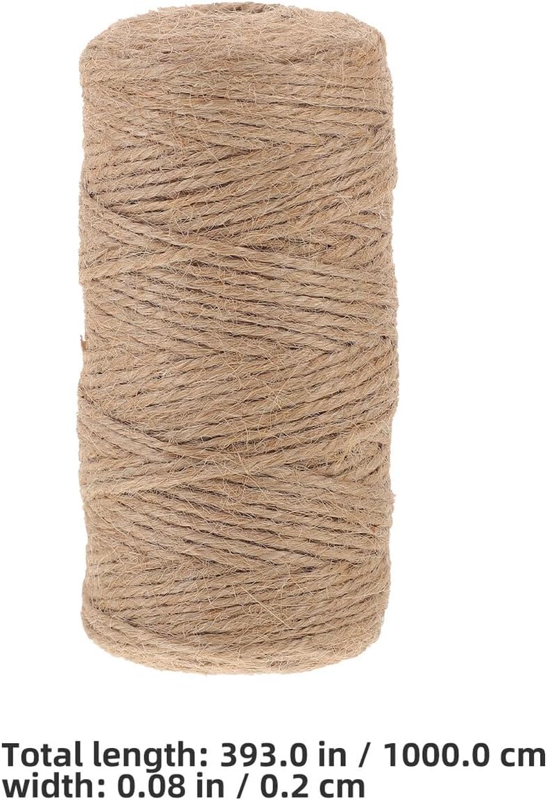 Natural Jute Twine Rope 2 Rolls for Garden Plant Ties and Craft Wrapping, Twisted Decorative Packaging String for DIY and Floral Bundling