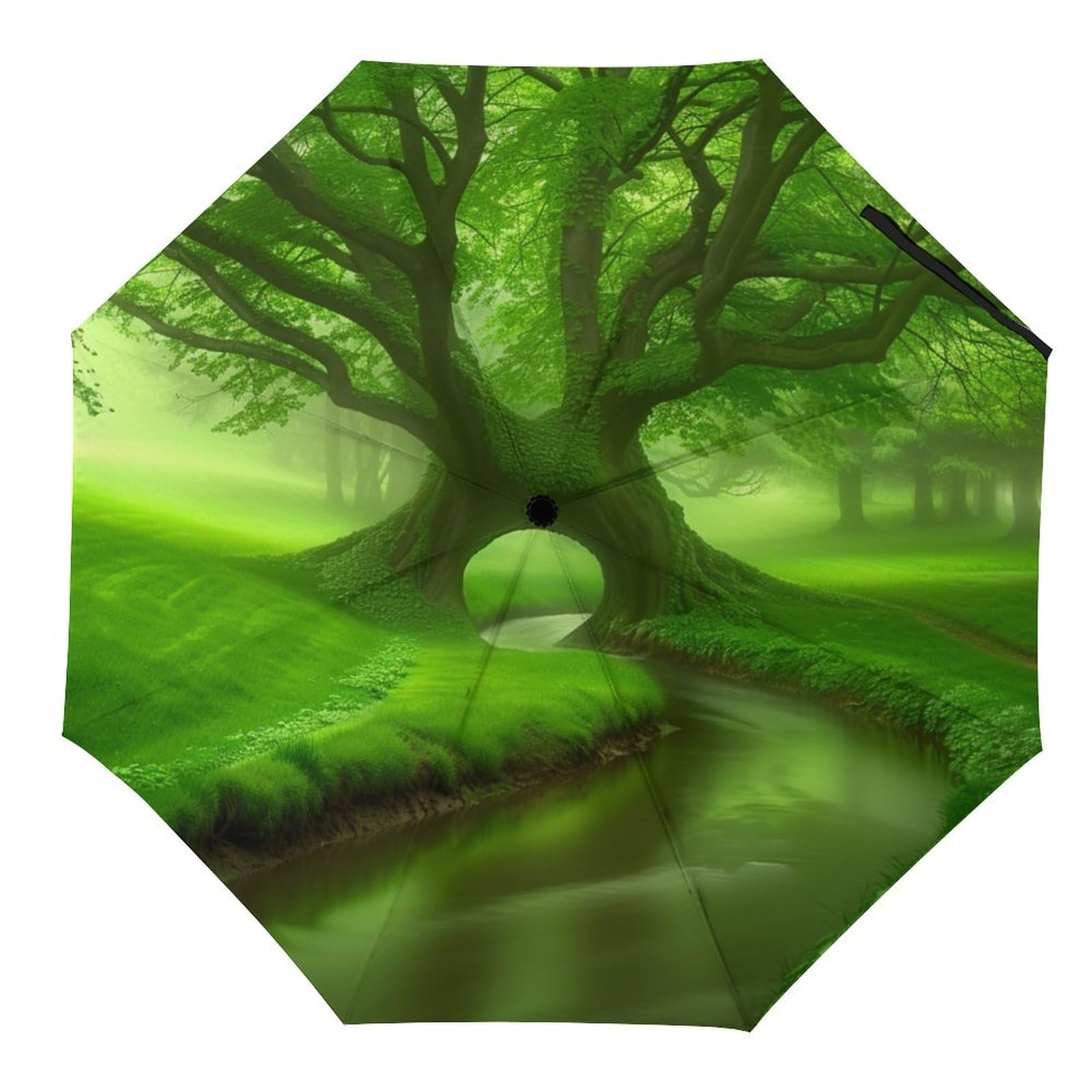 BNSSJAVSAutomatic Umbrella, Lightweight Small Portable Travel Umbrella, Durable Backpack Pocket Folding Umbrella, Windproof Waterproof UV-protective Umbrella - tree