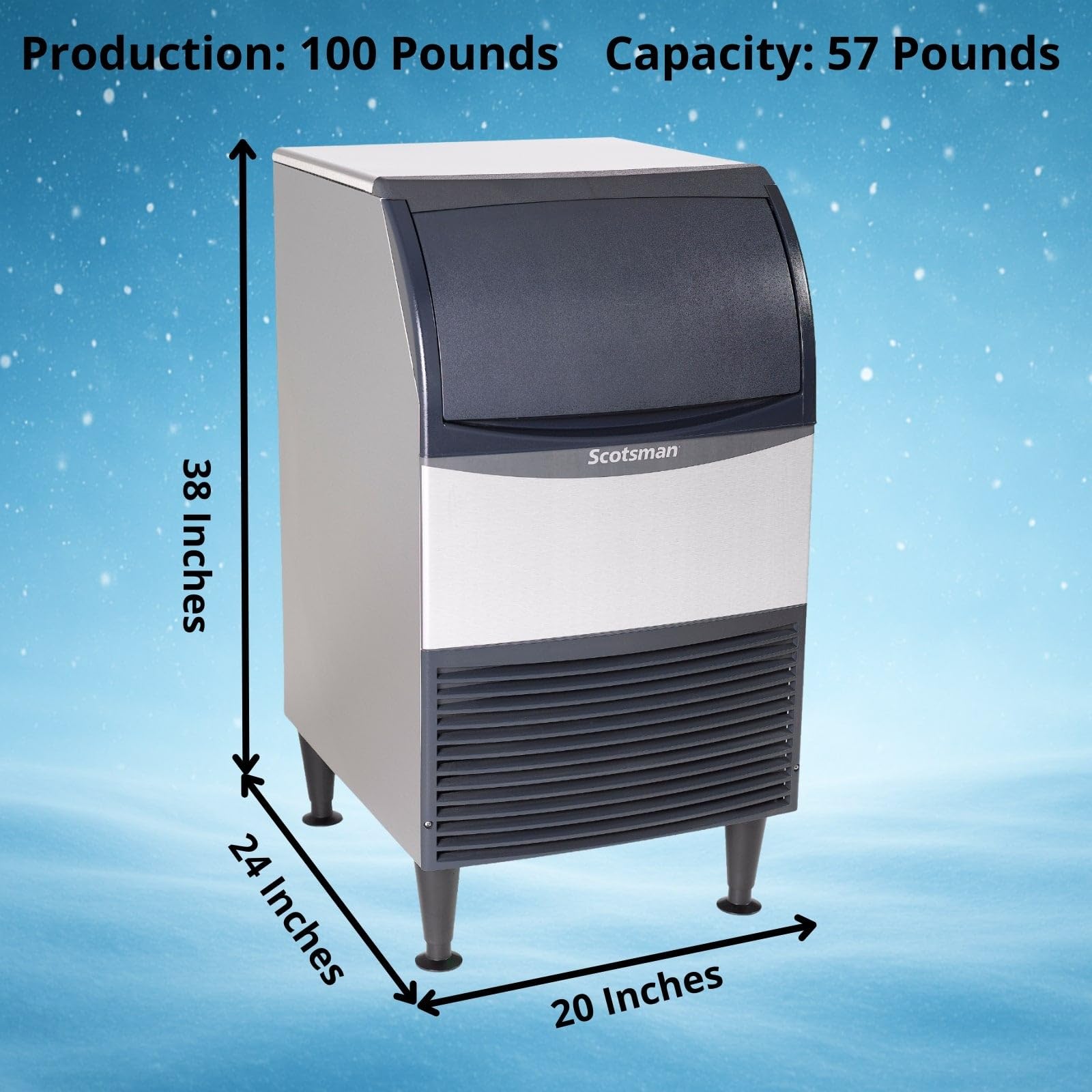 Scotsman Undercounter Medium Cube 20" Ice Maker - 100 lb/Day, 57 lb Storage Bin on Fridge.com