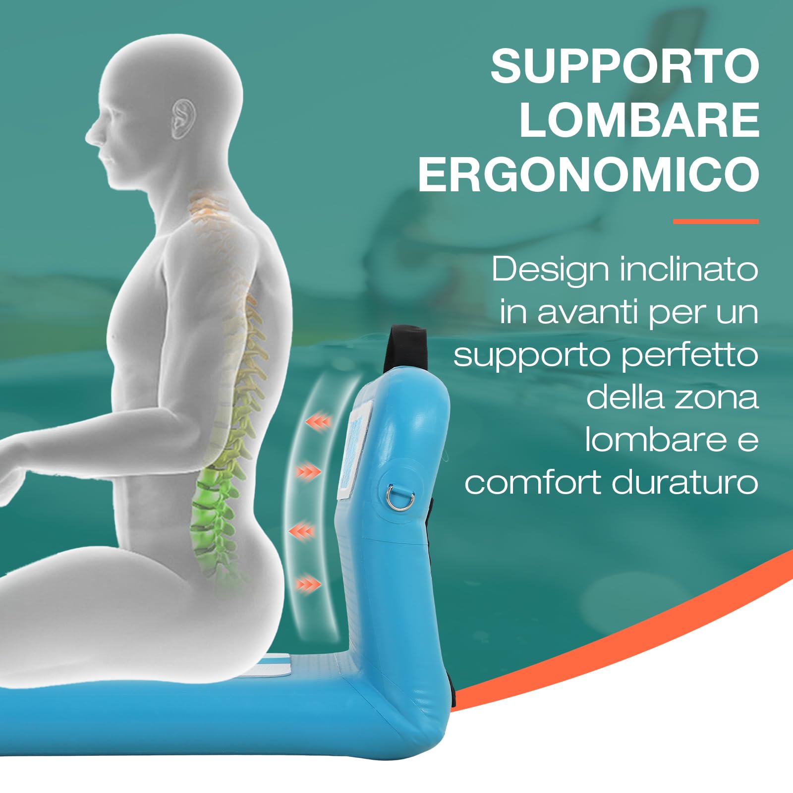 Niphean Sedile SUP Gonfiabile con Supporto Posteriore, Sedile per Sup Robusto per Tavole Gonfiabili, Canoa, Barca, Kayak, Adulti e Bambini, Non Sono Necessarie Cinghie, Semplice Confortevole