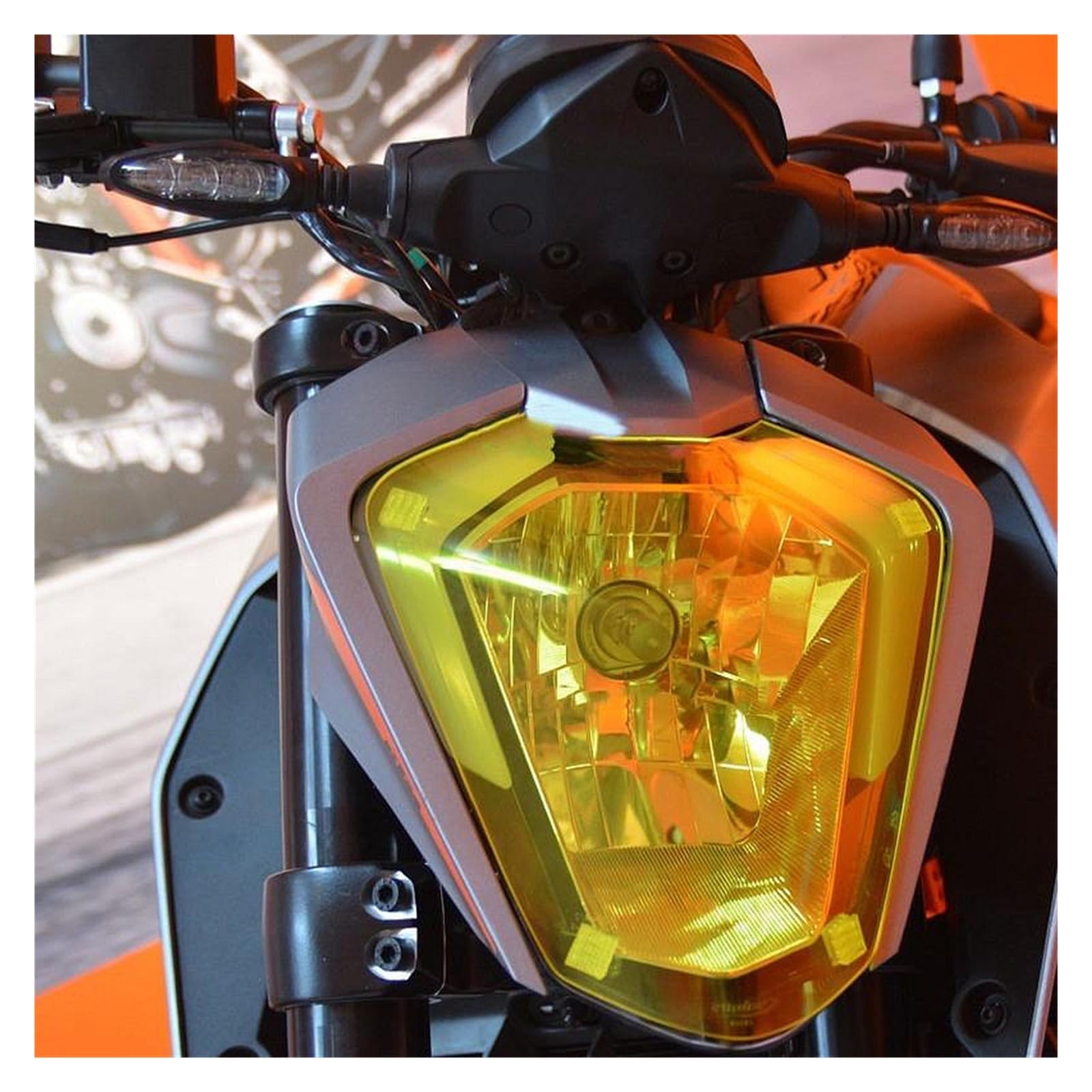 osłona reflektora motocykl Dla KTM DUKE250 DUKE 250 Osłona Reflektora Motocykla, Folia Ochronna Zmieniająca Kolor, Soczewka Reflektora metalowy retro grill(Yellow)
