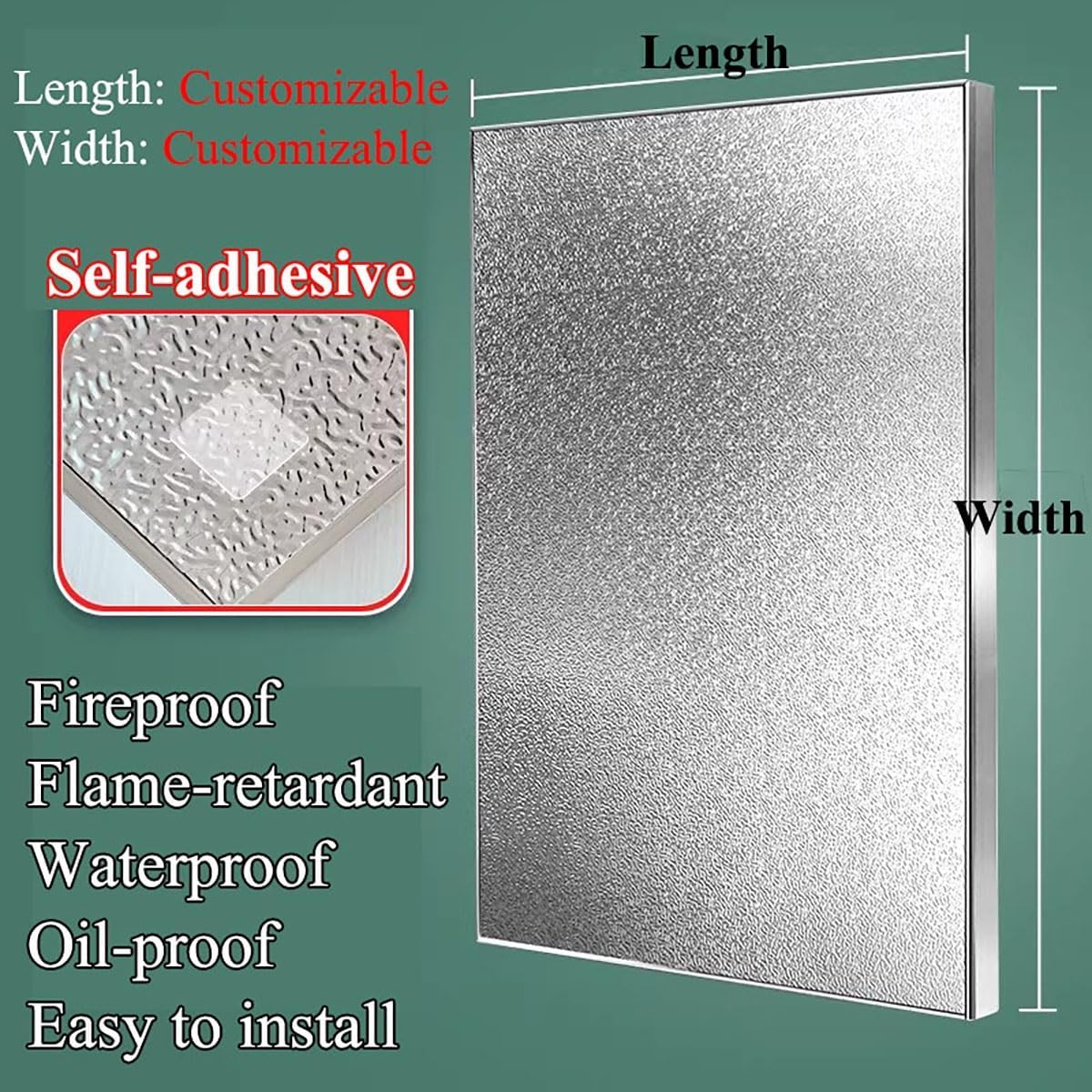 Heat Shield Board For Tv Above Fireplace/Refrigerator/Wood Stove, Self-Adhesive Fireproof Aluminum Insulation Panel For Walls Behind Appliances/Oven/Gas Pipe(16x20in/40.6x50.8cm)