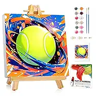 XTCIXAL Paint by Numbers Kit for Kids with Frame, Tennis Paint by Number Kids Age 5-8-12, Paint by Number with Frame for Gifts and Decor 8X8 Inch