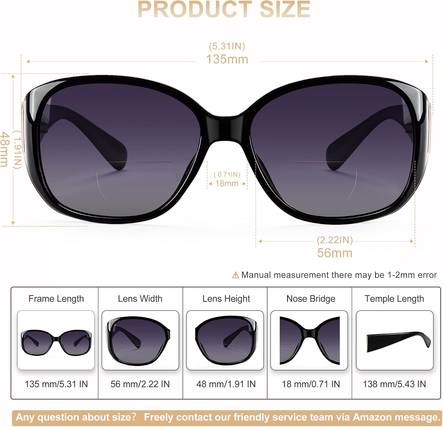 EYEGUARD 2 Pack Bifocal Reading Sunglasses for Women Oversized Sun Readers UV400 Protection Outdoor Reading Glasses