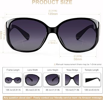 EYEGUARD 2 Pack Bifocal Reading Sunglasses for Women Oversized Sun Readers UV400 Protection Outdoor Reading Glasses