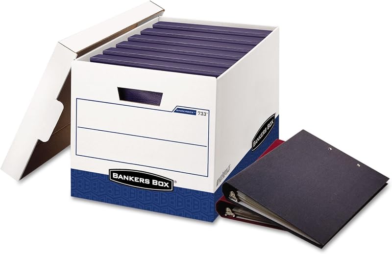 Bankers Box BINDERBOX Heavy-Duty Storage Boxes, FastFold, Lift-Off Lid, Fits Binders 1 1/2 to 3 Inches, 12 1/4 x 18 1/2 x 12, Case of 12 (0073301)