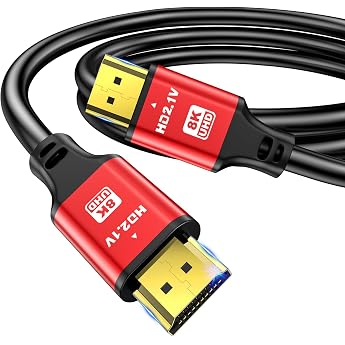 8K HDMI Cable 0.5m High Speed HDMI Cable 48Gbps 8K @ 60Hz 4K @ 120Hz HDCP 2.2 & 2.3 DTS X HDR 10 Compatible with Roku TV / eARC / 3D / PS5 / HDTV / Laptop / Blu-ray Red