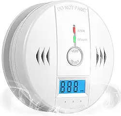 Detectores de monóxido de carbono, detector de CO alimentado por bateria, alarme de monóxido de carbono com sensor de CO sensível, visor LCD e aviso sonoro para casa, quarto, cozinha
