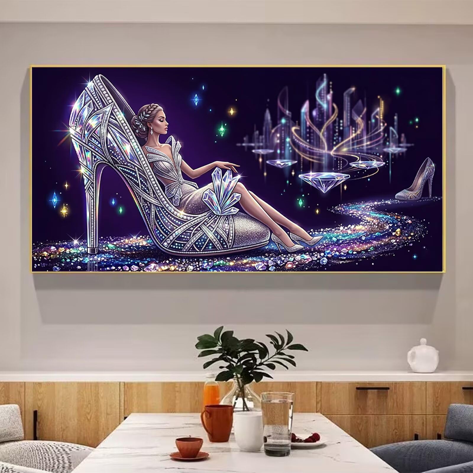 Diamond Painting High Heel Diamond Painting Erwachsene Groß XXL Frau, 5D Full Eckige Steine Drill Diamanten Malen Nach Zahlen, DIY Set Kreativ Set für Erwachsene Home Decor Wanddeko 80x160cm, Cod-856