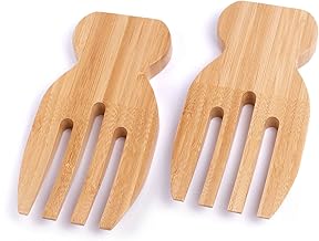 2 Pack Wooden Salad Server, Bamboo Salad Hands Claws Set, Salad Tongs for Serving for Serving Salad, Pasta, Beef, Fruit On Your Kitchen Counter