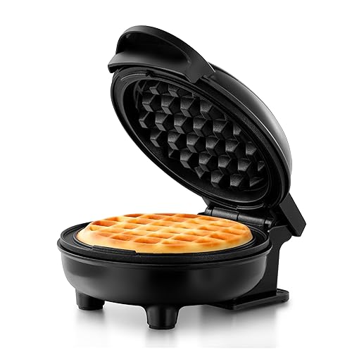 Holstein Housewares Máquina de gofres antiadherente personal color azul waffles de 4 pulgadas en minutos