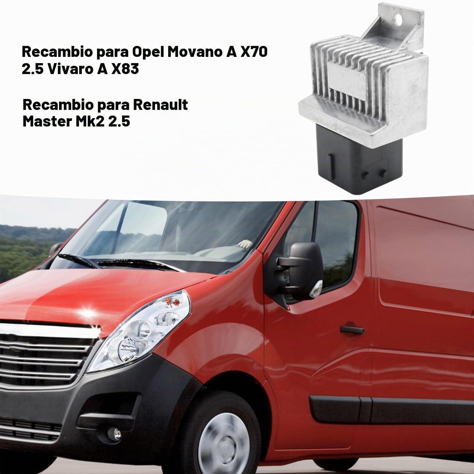 9640469680 Relé de bujía incandescente, caja de precalentamiento de 12 V de repuesto para Opel Movano A X70 2.5 Vivaro A X83 Repuesto para Renault Master Mk2 2.5 sustituye a 598140 93858431