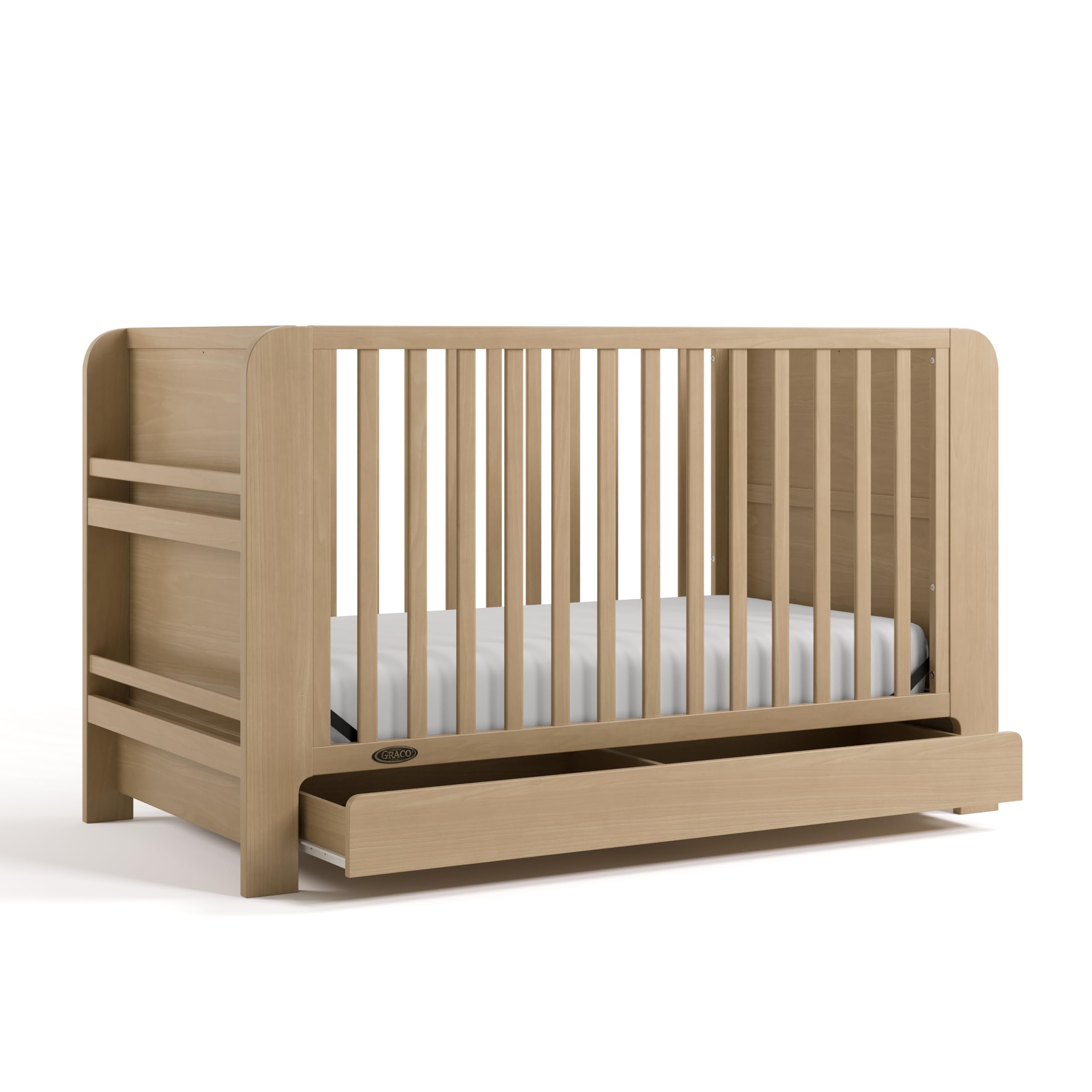 Photo 1 of **HAS DAMAGED PIECES, FOR PARTS ONLY** Graco Read-with-Me 4-in-1 Convertible Crib with Drawer, Driftwood