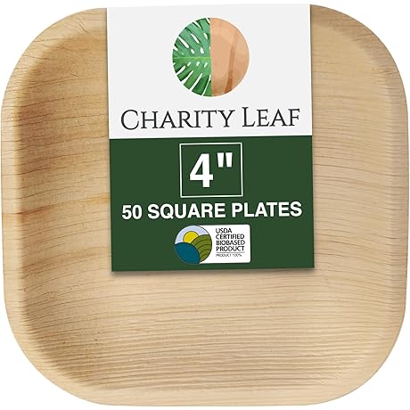 Square Disposable 4-inch Bamboo Appetizer Plates