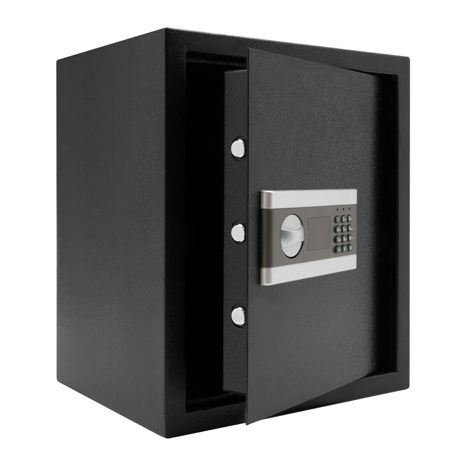 Caja fuerte ignífuga de 45 litros, para el hogar, con llave y cerradura de combinación digital, funciones de alarma, 38 x 31 x 45 cm, caja fuerte, caja fuerte de pared, caja fuerte para joyas, dinero