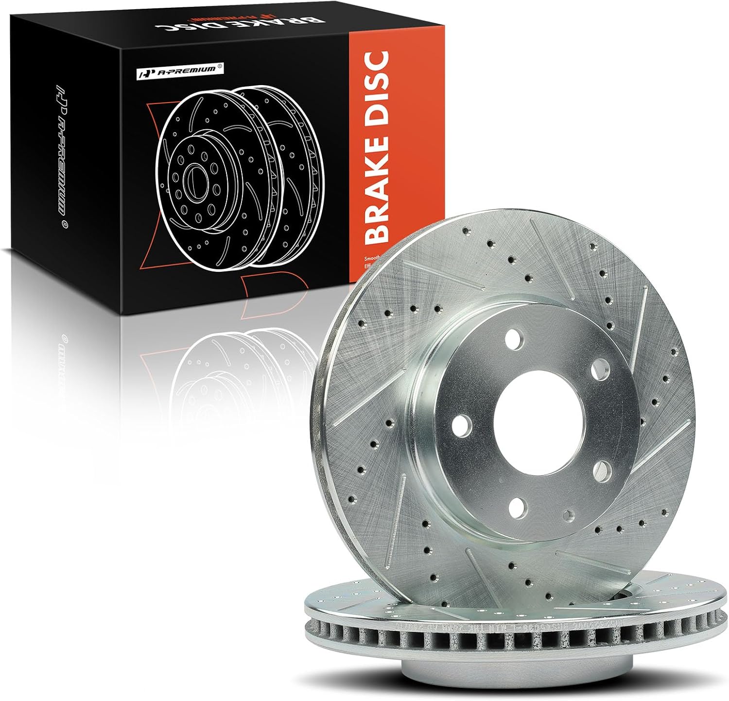 A-Premium 11.01 inch (279.8mm) Front Drilled and Slotted Disc Brake Rotors Compatible with Select Mazda Models - 3 2014-2018, 3 Sport 2014-2016, CX-3 CX3 2016-2022, 2-PC Set