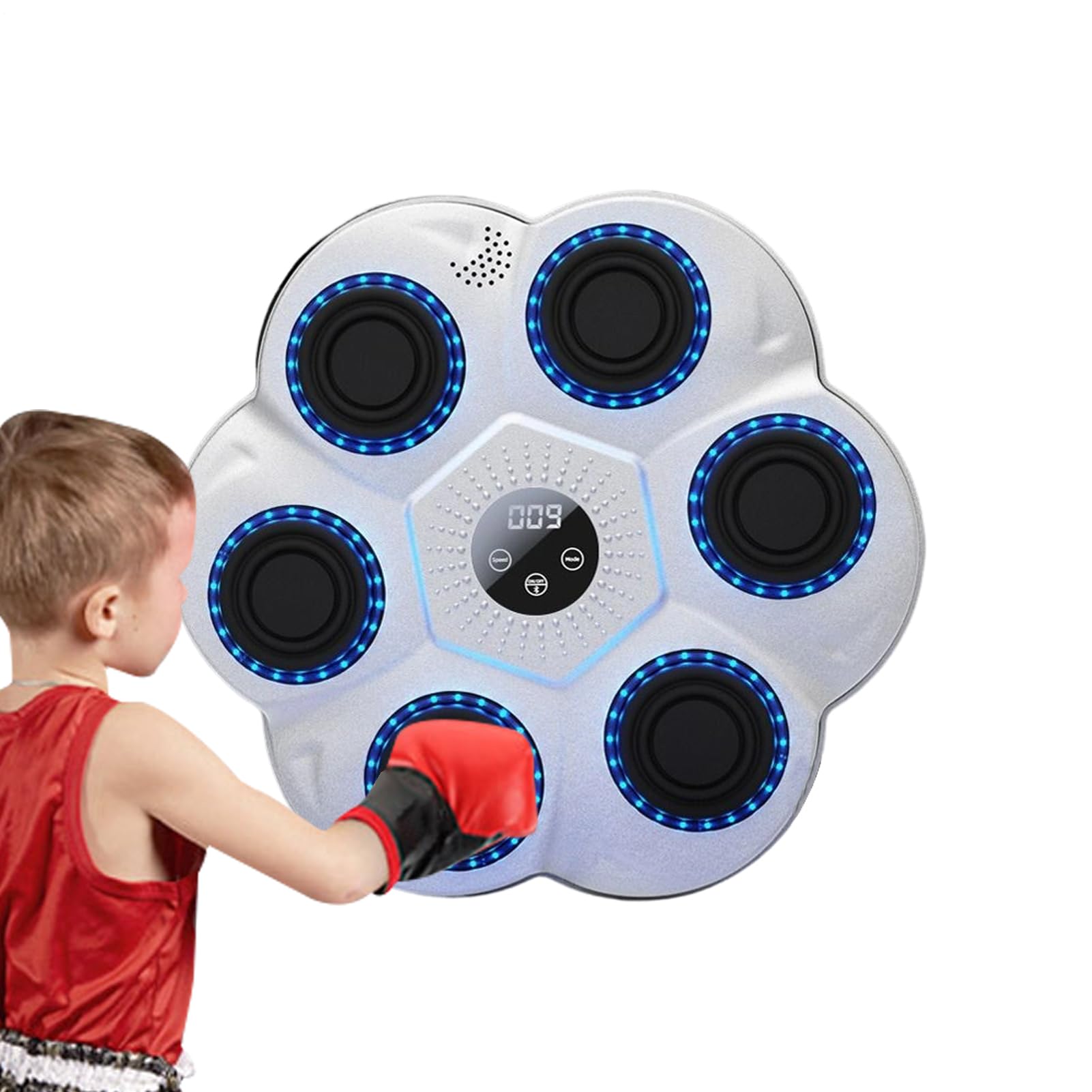 Macchina da boxe musicale, 40,5 x 40,5 cm, regolazione della velocità a 9 livelli, macchina da boxe musicale, con luce a LED, per familiari, amici, studenti, uomini, donne, casa, casa, compleanno