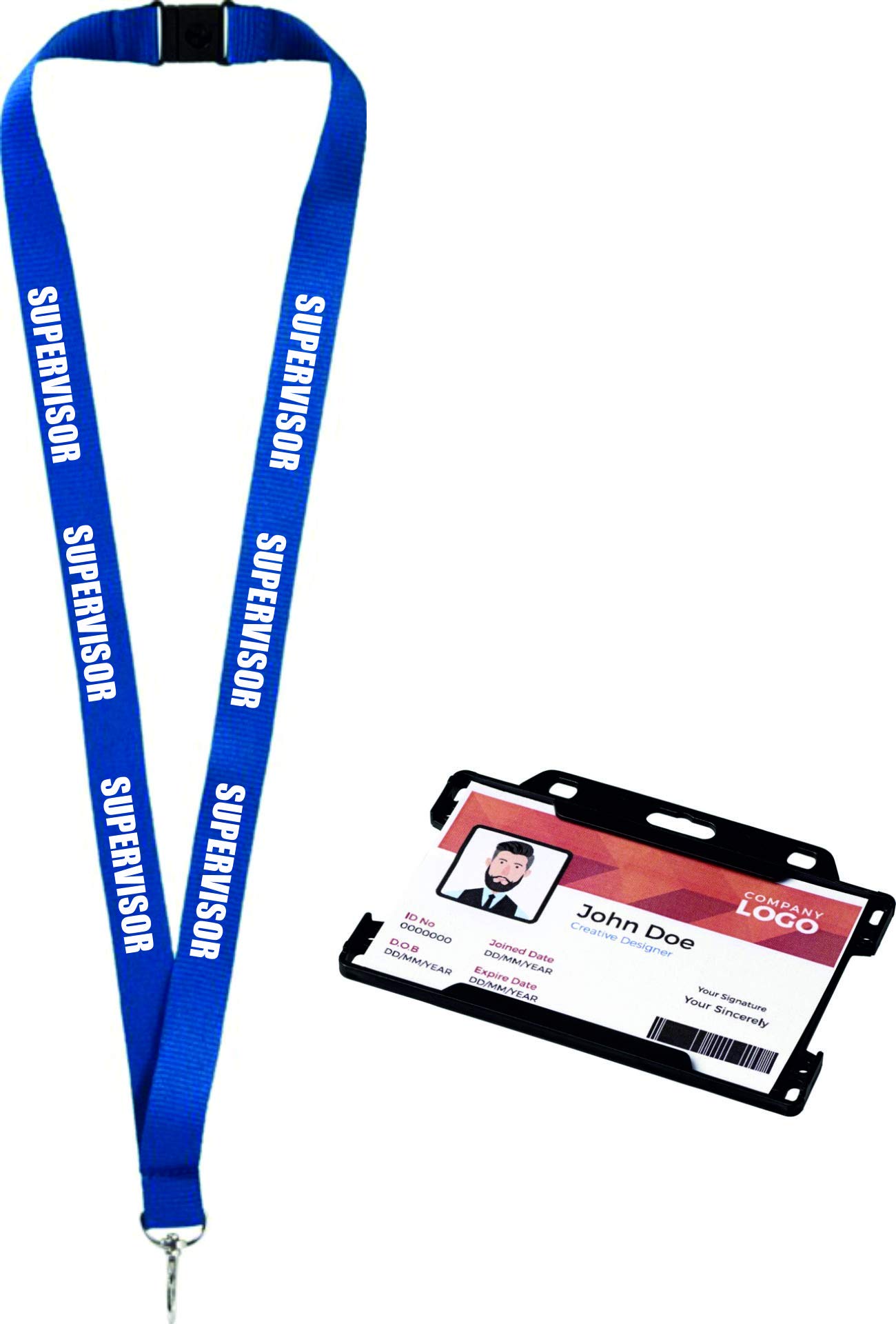 Supervisor's Lanyard Comes with ID Card Holder x 1 for Holding a Name Badge, ID Card or Keys.Other Names Available