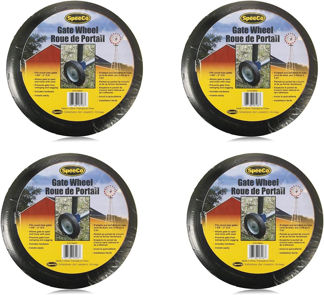 SPEECO INCFarmex S16100600-GL161006 Gate Wheel; Helps to prevents gate sagging; Allows gate to open and close with ease; Fits round tube gate 1-58 to 2 O.D; Easy installation (Four Pack)