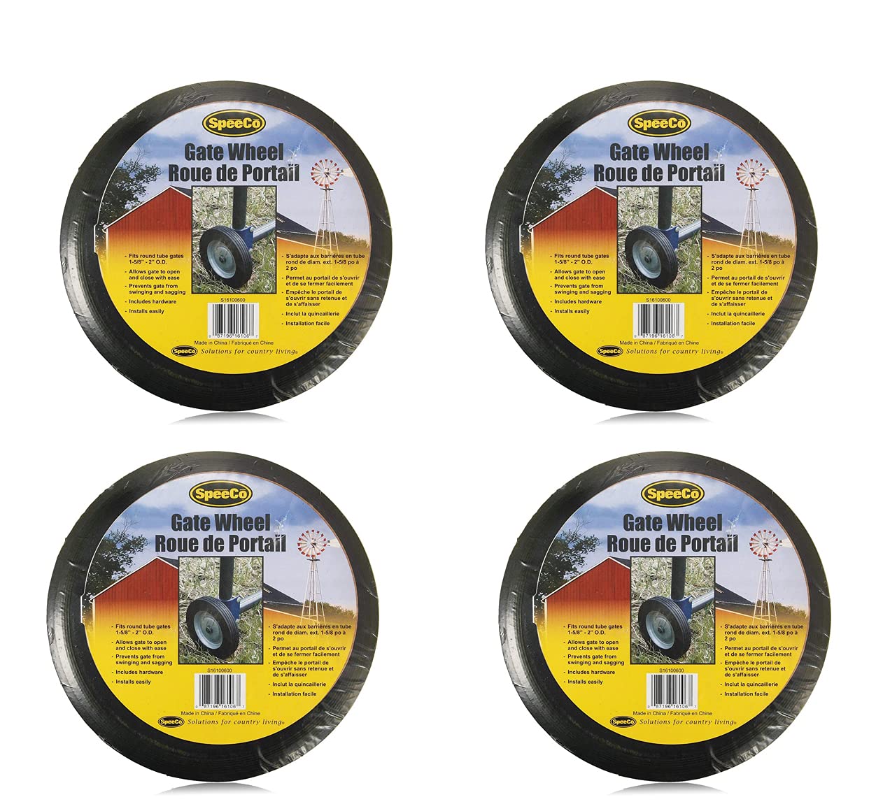 SPEECO INCFarmex S16100600-GL161006 Gate Wheel; Helps to prevents gate sagging; Allows gate to open and close with ease; Fits round tube gate 1-58 to 2 O.D; Easy installation (Four Pack)