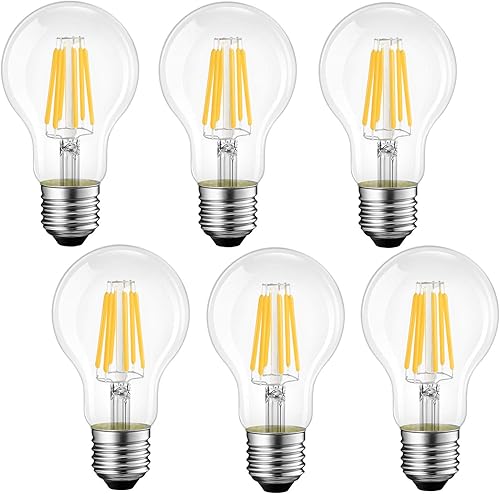 Bombillas LED de filamento, bombillas Edison, vintage, equivalente a 40 vatios, bombillas LED decorativas A19, 5 W, 500 lúmenes, regulables, vidrio