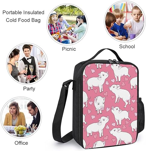 Miniatura 4 de Mini Pigs and A Hearts Lunch Tote Bag Insulated Reusable Portable Lunch Box for Office Work Picnic