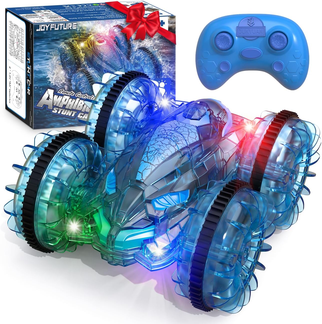 Amphibious Remote Control Car for Kids 4-10, Toys RC Cars with LED Light