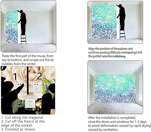 Miniatura 4 de Papel pintado colorido para despegar y pegar, decoración de pared de plumas brillantes, aplicación multiescena (W) 40 pulgadas x 31.5 pulgadas de