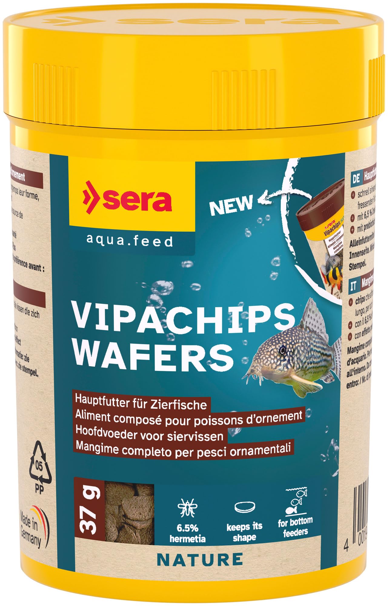 sera Vipachips Wafers 100 ml (37 g) | Fischfutter Aquarium für Bodenfische | Schnell sinkende, formstabile Chips | Aquarium Futter mit natürlichen Inhaltsstoffen | Hochwertiges Fischfutter