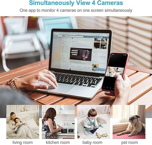 Miniatura 6 de litokam Cámara de seguridad interior 2K, cámaras para seguridad del hogar con detección de movimiento 360, monitor WiFi para bebésmayoresperros,
