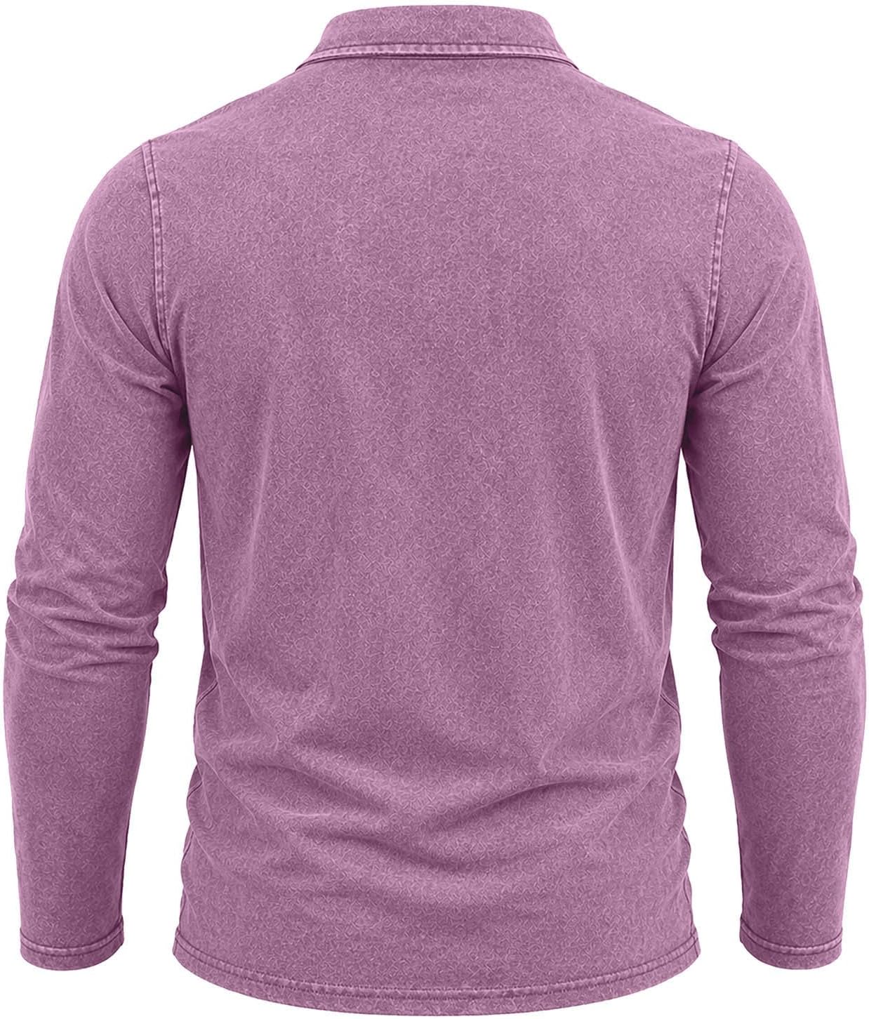 Men Vintage Washed Henley Top Long Sleeve V Neck Button Front Knit Shirt Soft Comfy Casual Fall Winter Layering Top