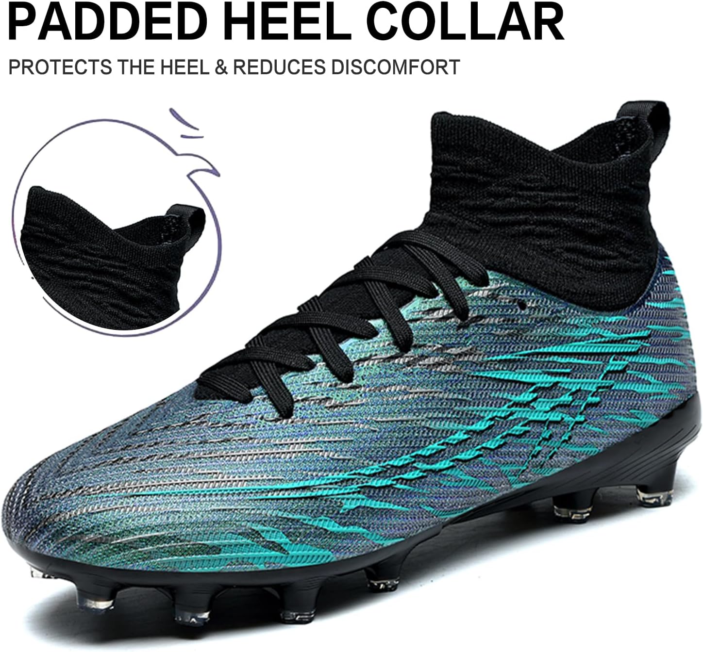 Unisex Soccer Cleats High Tops Lace Up Soccer Cleats Indoor Turf Soccer Shoes AG for Training Soccer