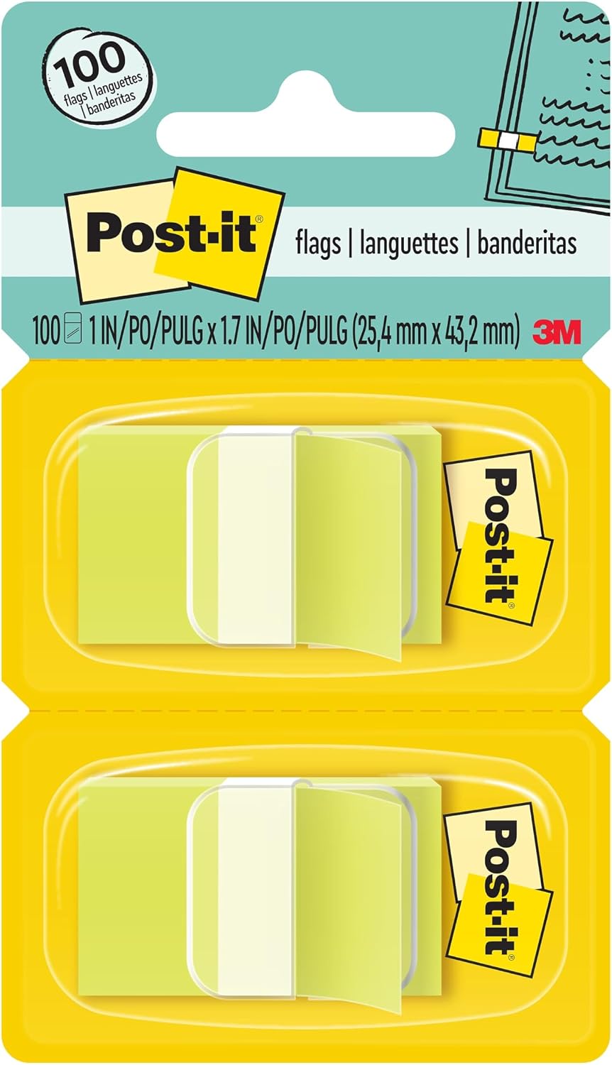 Post-it Bayraklar, 50/Dispenser, 2 Dispenser/Paket, 1" Geniş, Parlak Yeşil (680-BG2)
