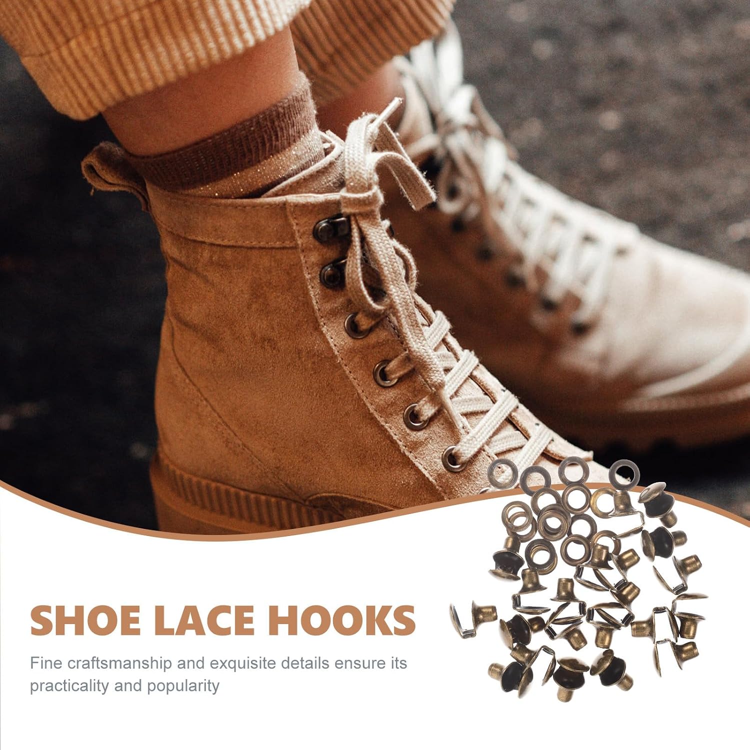 20pcs Brass Shoelace Repair Hooks Metal Shoe Lace Buckles Boot Lace Fasteners for DIY Shoe Fixing Accessories Suitable for Hiking and Outdoor Boots