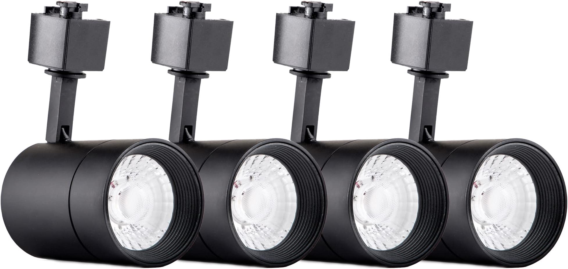4 Pack Dimmable 12W LED Track Lighting Heads, Compatible with J Type Track Lighting System for Home and Commercial Lighting, Black Track lighting with 24° Beam Angle, 3000K Soft White, CRI90
