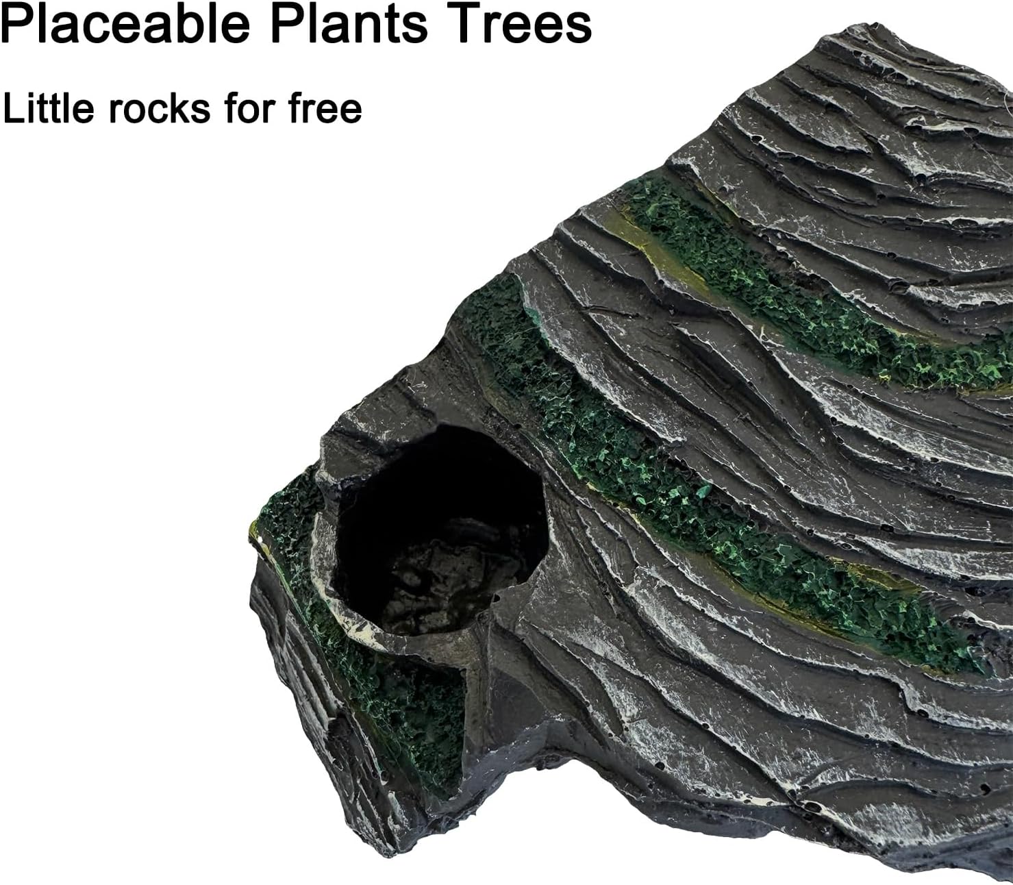 RICG Reptile Hideout Cave & Sunbathing Platform Right-Angle Rock placeable Plants Trees Amphibians Tortoise House Decoration Rock Natural Lizards Snakes Turtles Geckos Frogs S Size
