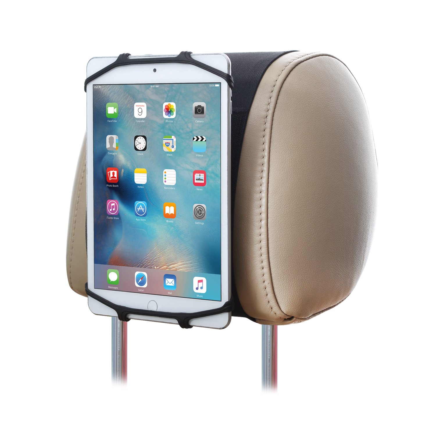 TFY Supporto per poggiatesta auto ad angolo TFY regolabile, supporto per poggiatesta auto, con rete in silicone per telefoni e tablet