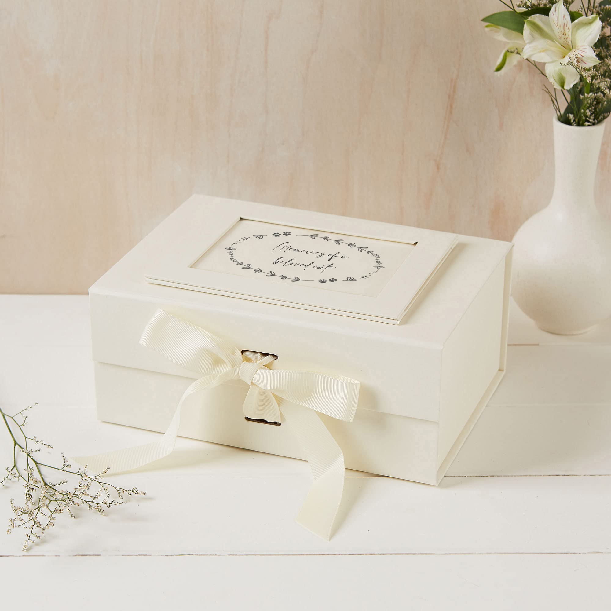 ANGEL & DOVE 'Memories of a Beloved Cat' Memory Keepsake Box - for Cat Sympathy Gift, Funeral, Ashes, Loss of a Pet