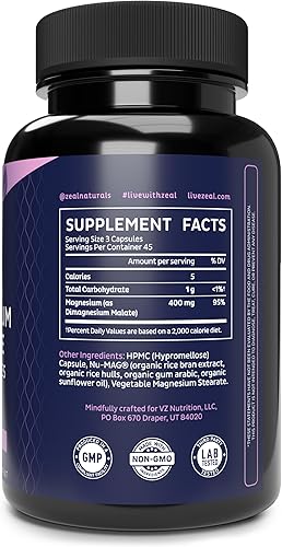 Miniatura 8 de Malato de magnesio quelatado prémium de Zeal (400 mg  135 cápsulas)