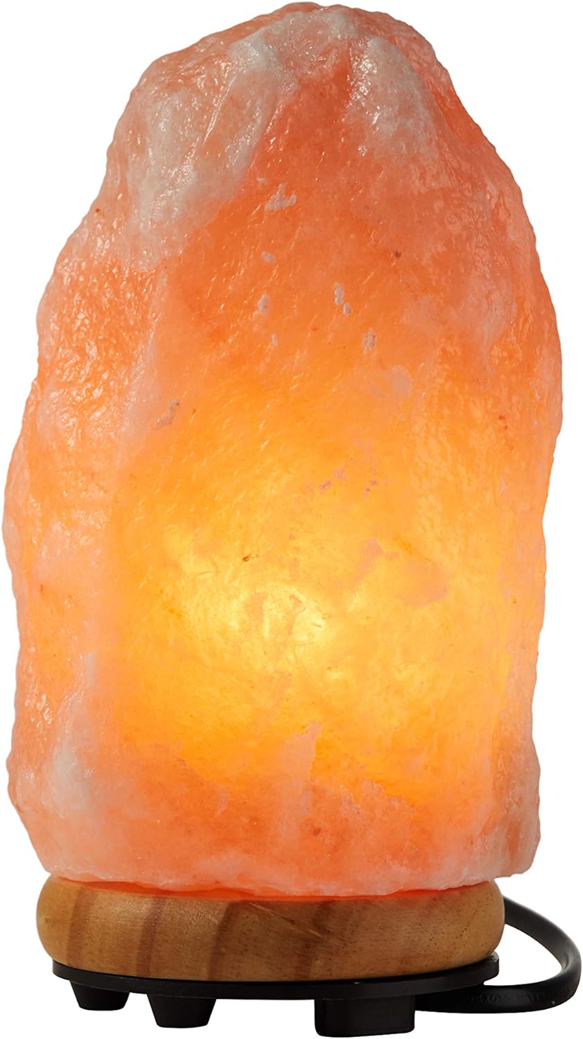 LALATA Himalayan Salt Lamp Night Light Hand Carved Wood