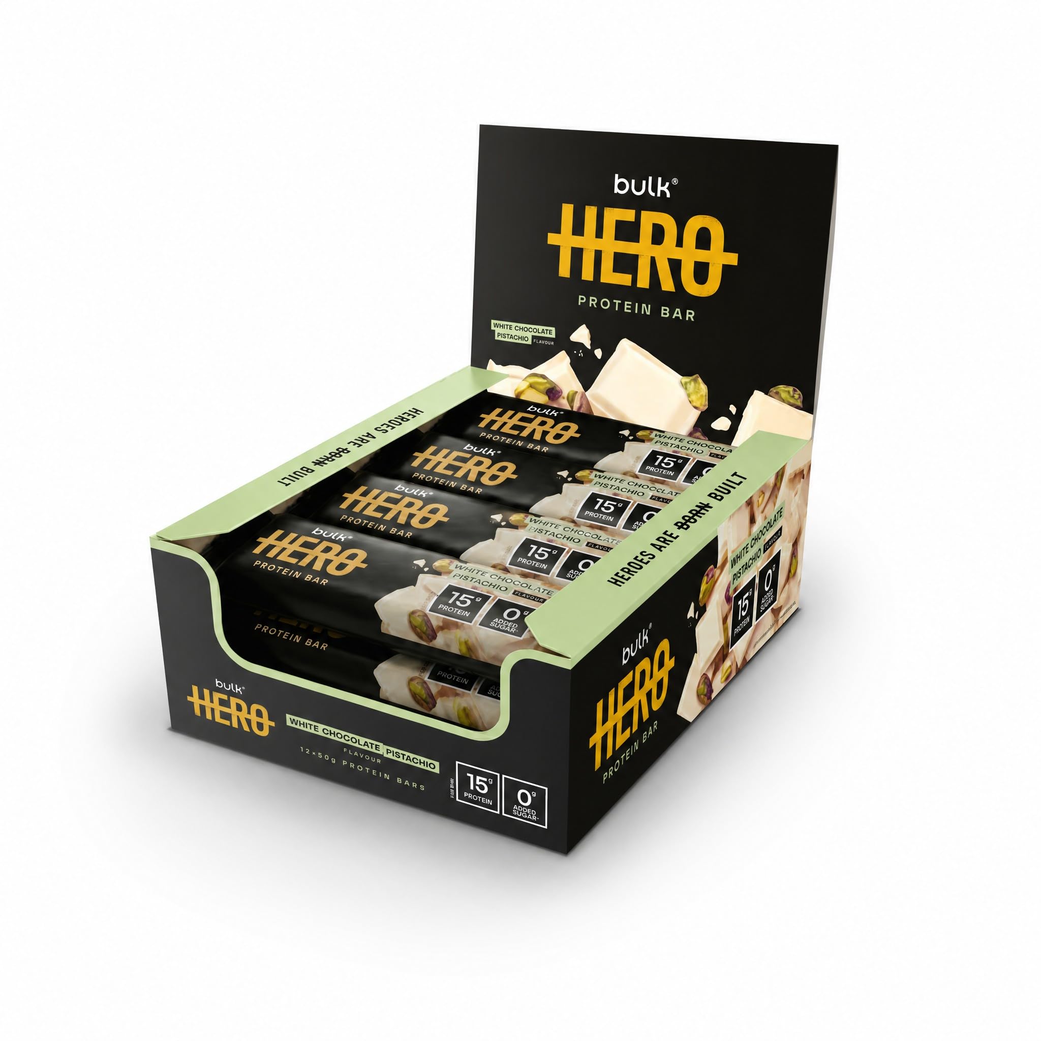 Hero Protein Bar, Weiße Schokolade Pistazie, 12 Riegel
