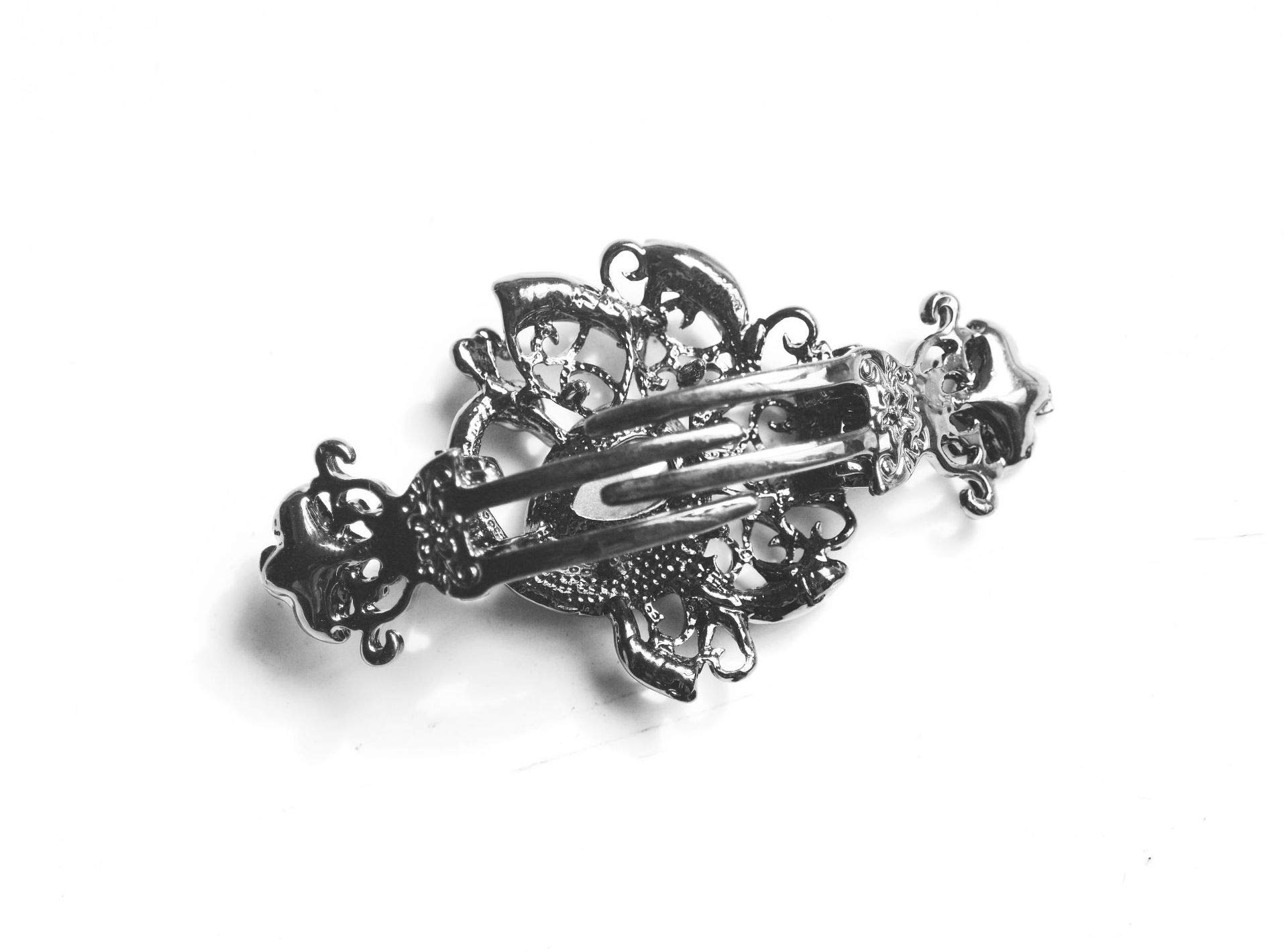 Amazon.com : Rhinestone Metal Hair Claw on Dual Spring Black  display picture 3