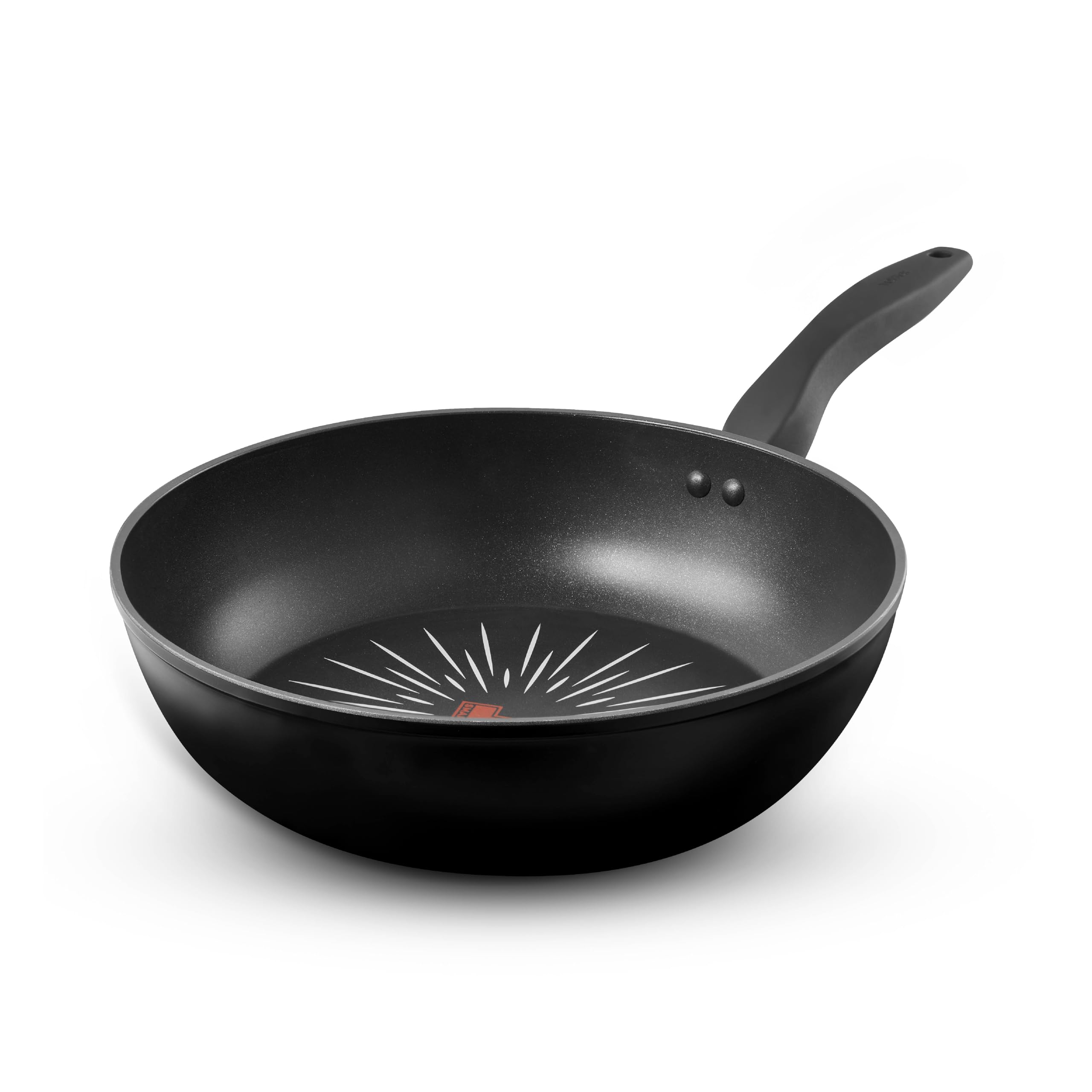Tower Black T800306 Smartstart Forged 28Cm Aluminium Wok With Easy Clean Aeroglide Non-Stick, 8X Stronger, Induction Compatible, Oven Safe, Long Lasting, Pfoa Free,