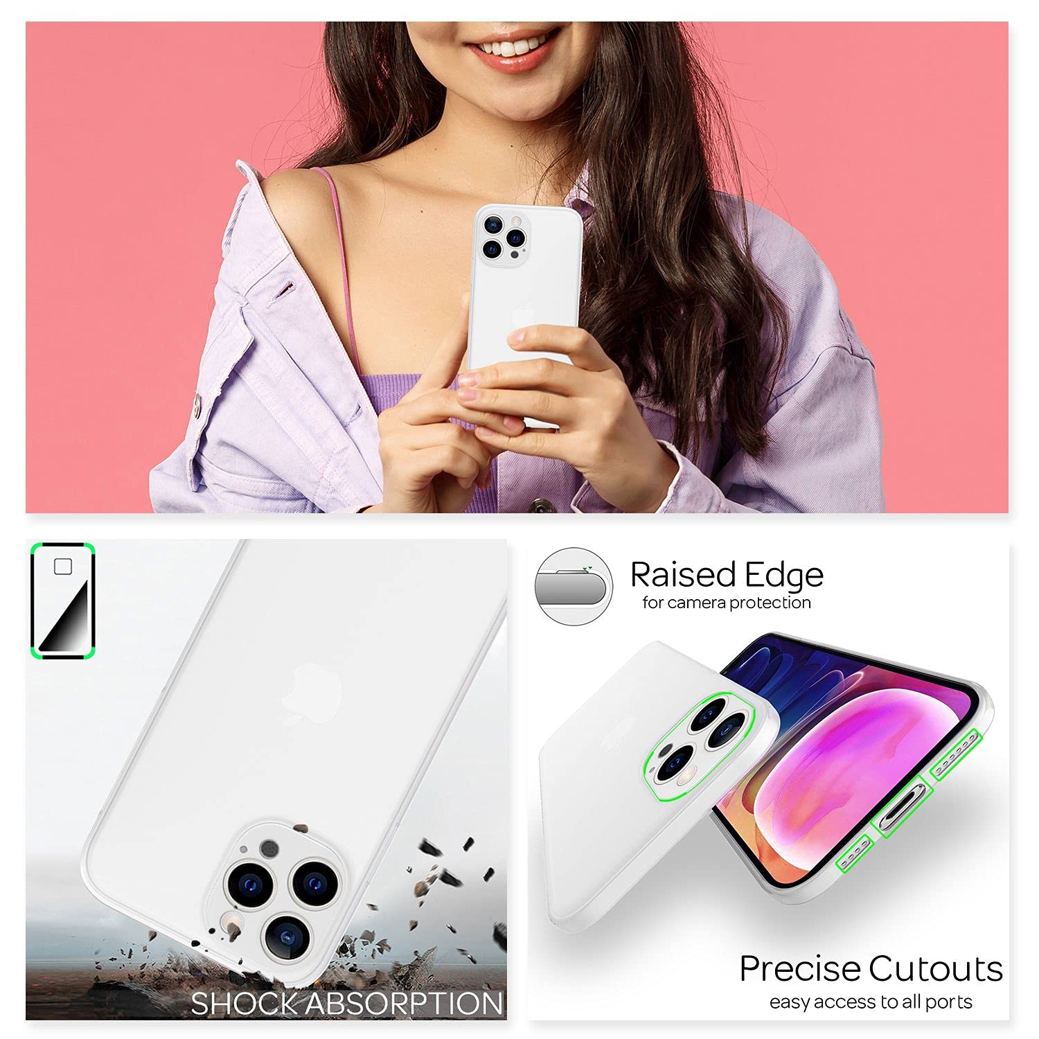 NALIA Cover Opaco Aspetto Carbonio compatibile con iPhone 14 Pro Max Custodia, Traslucido