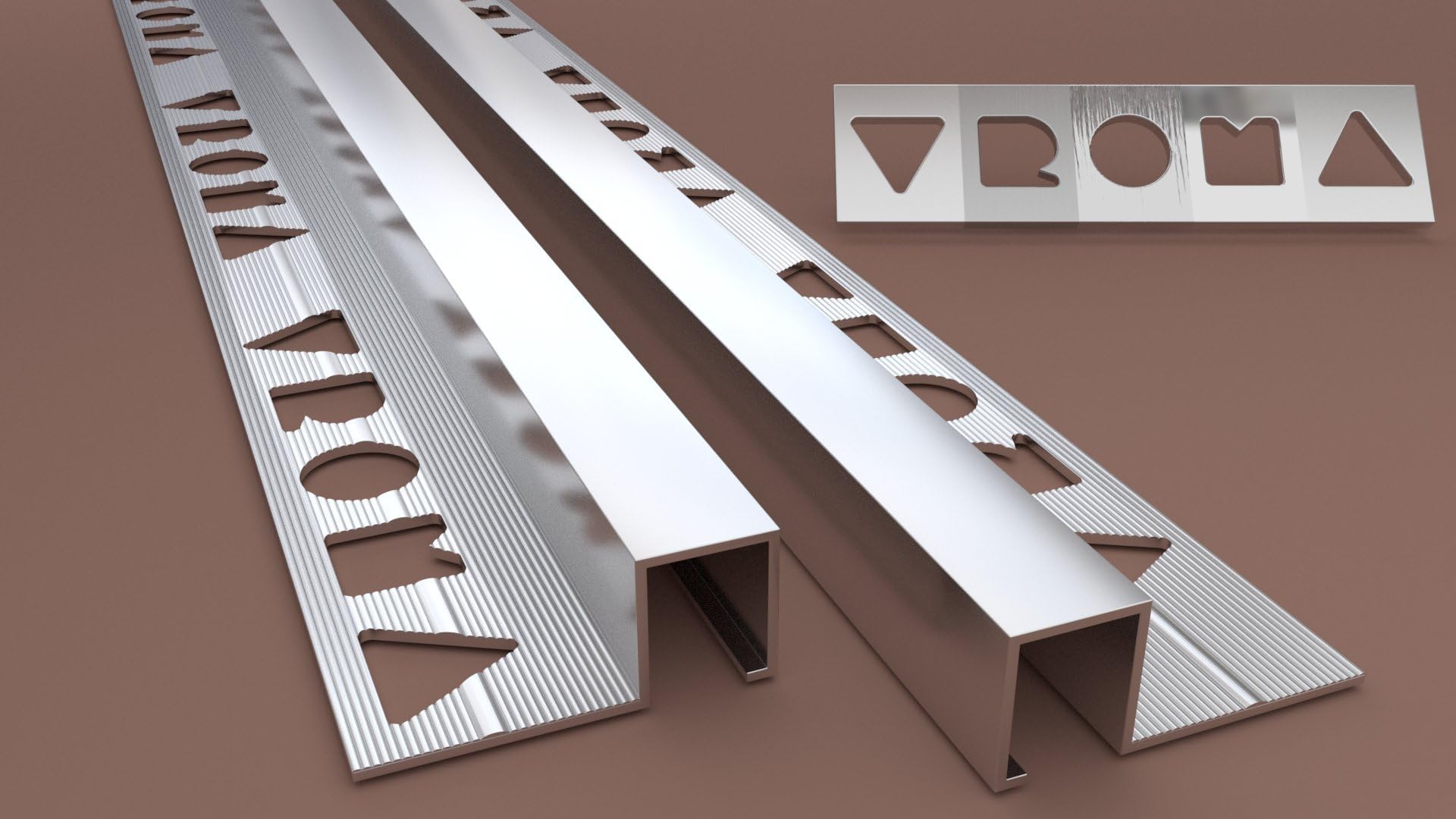 10 x Tile Trim Box Shape Vroma Matt Chrome (12mm)