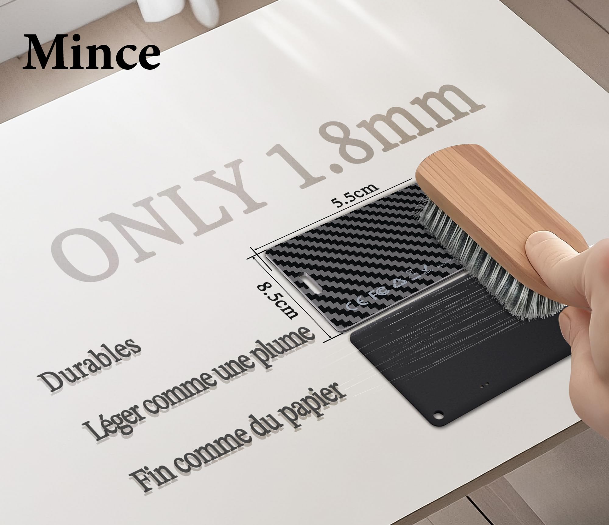 Carte de suivi de portefeuille compatible avec Apple Find My et Google Find Hub, ultra fine de 1,8 mm, carte de suivi rechargeable pour étiquettes de bagages, passeports, étanche IP68