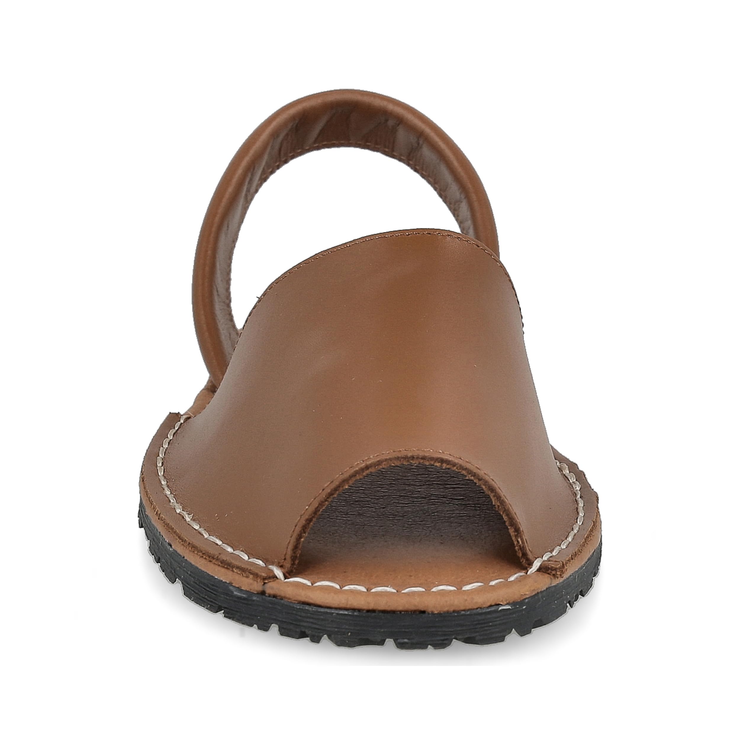 Menorquinas Avarcas de Piel para Hombre Mujer Unisex. Fabricadas en España. Sandalia Alpargata de Verano. Planta Acolchada. Talón Abierto. Cuero, Blanco y Negro.