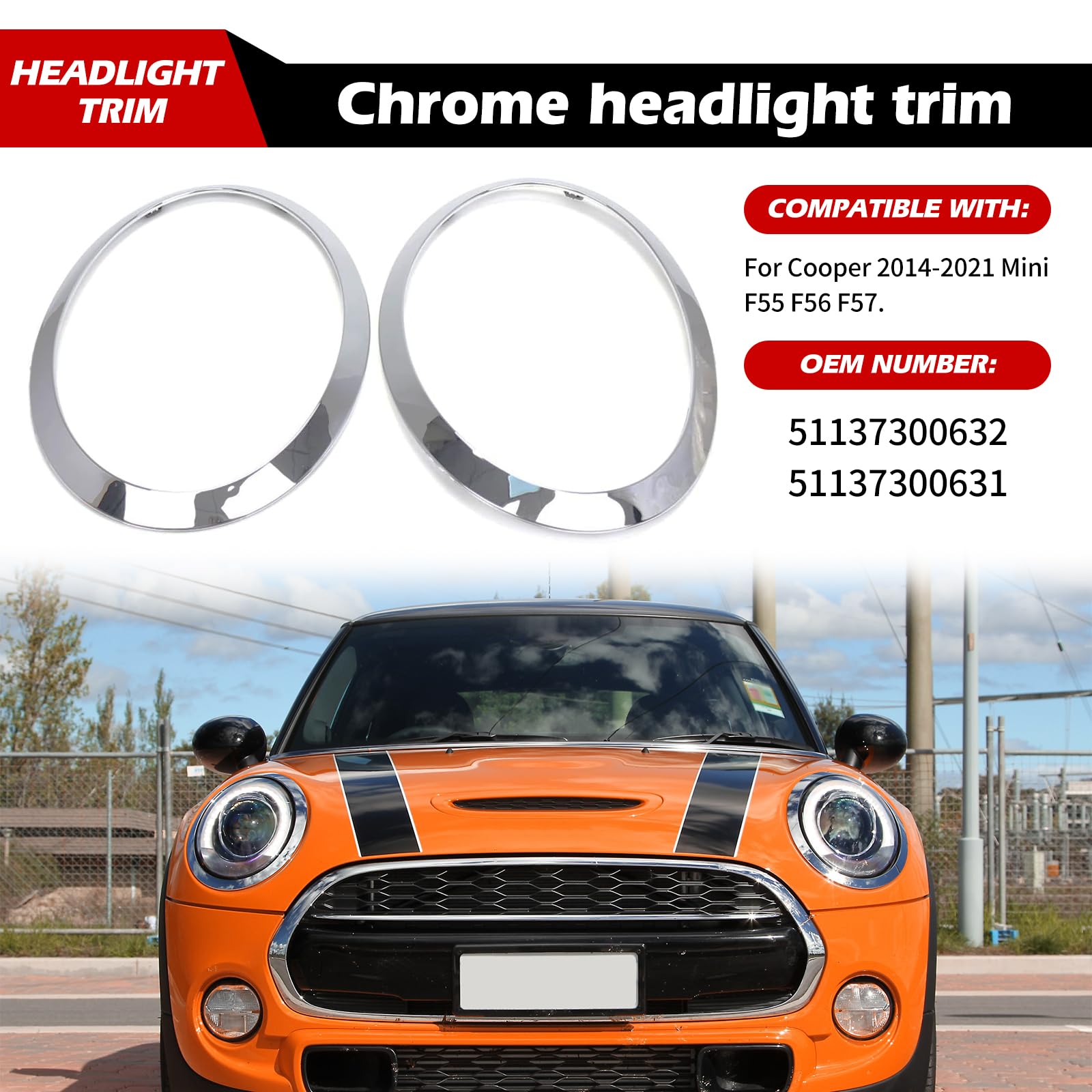 Zoternen 2-teiliger Scheinwerfer-Zierring, Ersatz für BMW MINI COOPER Zoternen 2-teiliger Scheinwerfer-Zierring, Ersatz für BMW MINI COOPER
