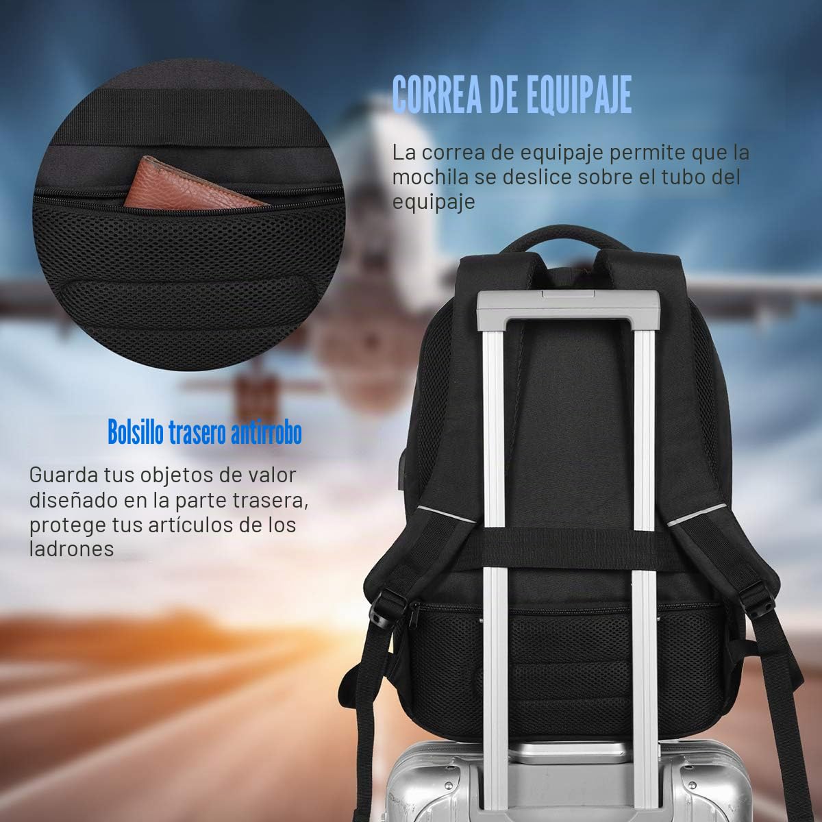 YAMTION - Mochila para mujer, hombre, mochila para niño y niña, para colegio secundario, compartimento para ordenador portátil de 15,6 pulgadas, con puerto USB de carga