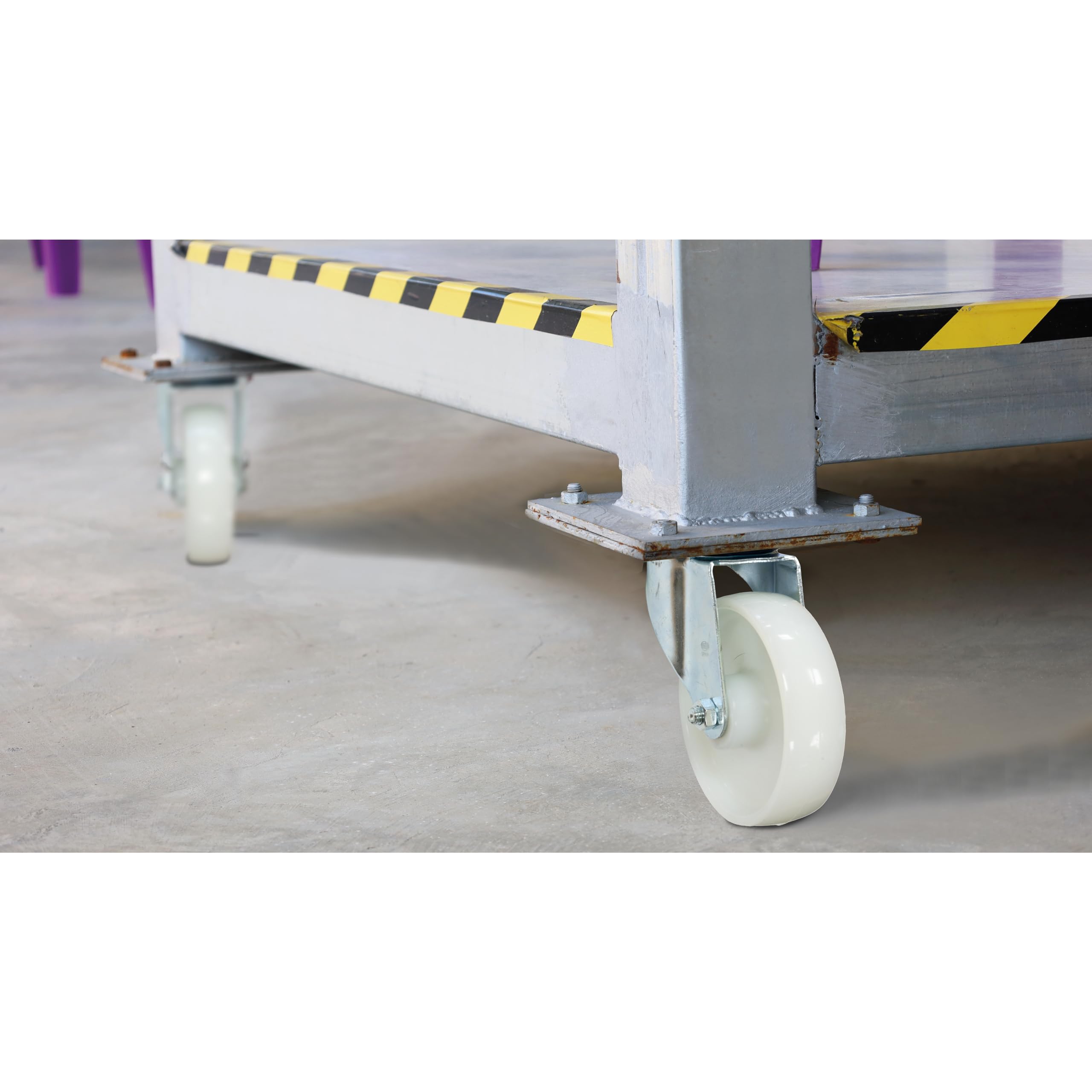 Amig - Set 4 Ruote Girevoli con Piastra Metallica | Ø 125 x 38 mm | Peso Massimo 230 Kg | Per Spostare Mobili Pesanti | Cuscinetti a Rulli | Nucleo in Nylon | Colore Bianco
